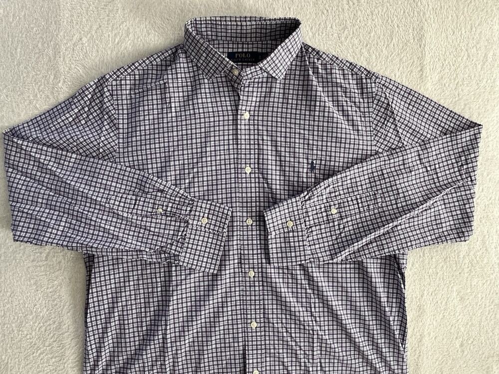 Polo Ralph Lauren Royal Purple Check Plaid Long Sleeve Poplin Shirt Mens XL